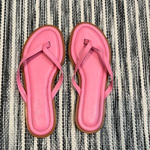J Crew Pink Leather Flip Flops